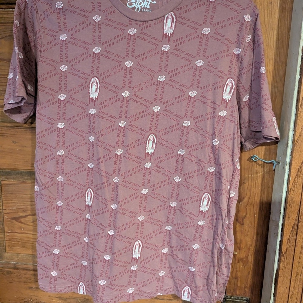 Eighty Eight Brand Virgin Mary Rose Drip Drip Graphic Tee Mauve Large